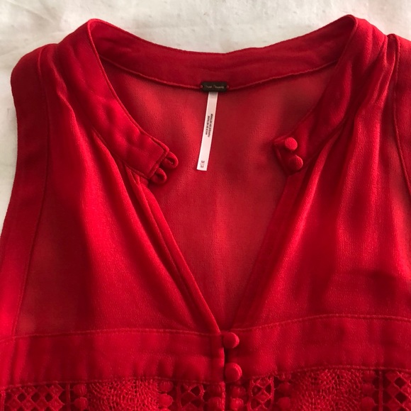 Free People Rory Lace Top Red | NWOT - Picture 3 of 10